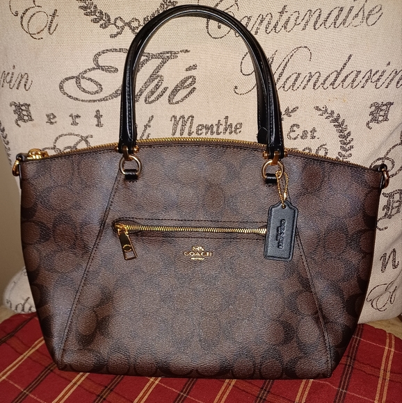 New Coach Prairie Satchel In Signature Canvas Brown/Black Style B2157- F79998 - Picture 14 of 16